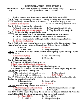 Đề kiểm tra môn Lý lớp 8